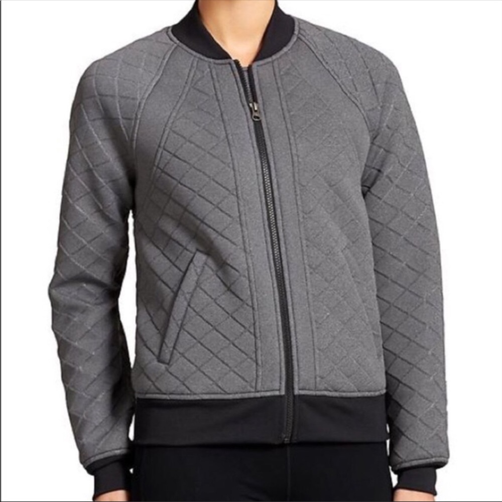 Athleta Infusion Grey Quilted Bomber Jacket Small